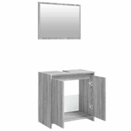 Walplus 2 Piece Bathroom Furniture Set Grey Sonoma Engineered Wood - thumbnail 9