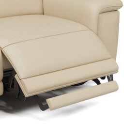 Valencia Pista Modern Top Grain Leather Reclining Sectional Left Hand Facing Chaise Sofa Beige Stainless Steel Legs - thumbnail 9