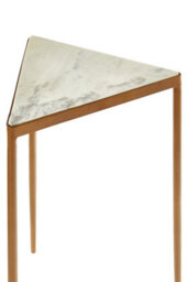Orsina Nest Of 3 White Marble Tripod Tables, Triangular Tops With Gold Iron Legs, Nesting Side Tables - thumbnail 4