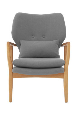 Orsina Contemporary Grey Chair With Birhwood Frame, Nordic Design Wooden Chair, Supportive Seating Accent Chair - image 1