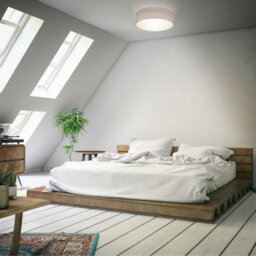 B.k.licht Bulb Socket E27 Taupe Fabric Shade Ceiling Lamp (Dia)30Cm - thumbnail 4