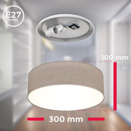 B.k.licht Bulb Socket E27 Taupe Fabric Shade Ceiling Lamp (Dia)30Cm - thumbnail 5