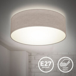 B.k.licht Bulb Socket E27 Taupe Fabric Shade Ceiling Lamp (Dia)30Cm - thumbnail 2