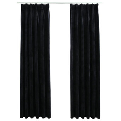 Vidaxl Blackout Curtains 2 Pcs With Hooks Velvet Black 140X245 Cm - image 1