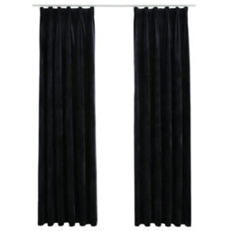 Vidaxl Blackout Curtains 2 Pcs With Hooks Velvet Black 140X245 Cm
