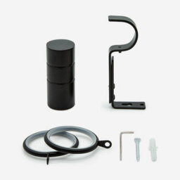 Matt Black 28mm Barrel Fixed Length Metal Curtain Pole  125Cm - thumbnail 3