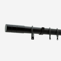 Matt Black 28mm Barrel Fixed Length Metal Curtain Pole  125Cm - thumbnail 2