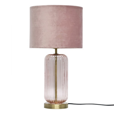 First Choice Lighting Walpole - Blush Glass And Antique Brass Table Lamp With Pink Shade - image 1