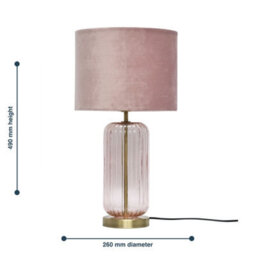 First Choice Lighting Walpole - Blush Glass And Antique Brass Table Lamp With Pink Shade - thumbnail 6