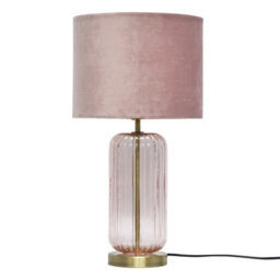 First Choice Lighting Walpole - Blush Glass And Antique Brass Table Lamp With Pink Shade
