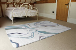 Benjamin Tate Design Blue Rippled Marble Designer Special Soft Home Rug - thumbnail 3