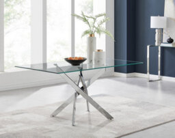 Furniturebox Uk Leonardo 6 Dining Table And 6 Navy Velvet Milan Black Leg Chairs - thumbnail 2