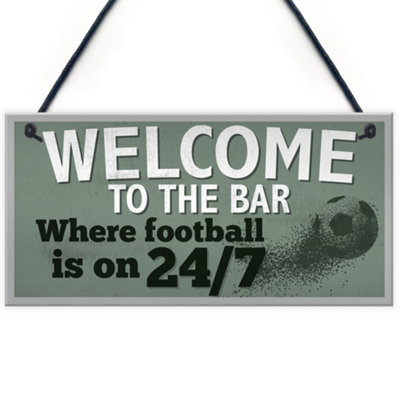 Red Ocean Welcome To The Bar Sign Pub Bar Man Cave Sign Gifts For Men World Cup Football Gift - image 1