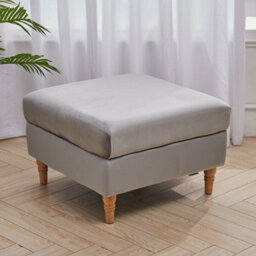 Living And Home Grey Minimal Lint Square Ottoman Footstool With Rubberwood Legs W 660 X D 660 X H 450 mm
