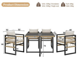 Matteo Hand-Woven 4-Seater Modular Garden Sofa Set With Safety Glass Table & Beige Cushions - thumbnail 8