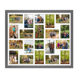 AK Frames 80X70Cm Dark Grey Modern Multi Photo Frame With White Mount - Holds 20 Apertures (18X) 6X4, (2X) 4X4 Photos - thumbnail 1