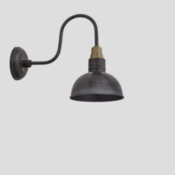 Industville Swan Neck Dome Wall Light, 8 Inch, Pewter, Pewter Holder - thumbnail 1