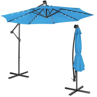 Costway 3 X 3M Cantilever Parasol Backyard Patio Offset Umbrella W/ 32 Solar-Powered Led Lights - image 1