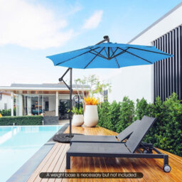 Costway 3 X 3M Cantilever Parasol Backyard Patio Offset Umbrella W/ 32 Solar-Powered Led Lights - thumbnail 3