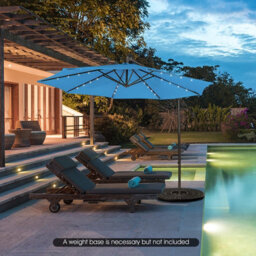 Costway 3 X 3M Cantilever Parasol Backyard Patio Offset Umbrella W/ 32 Solar-Powered Led Lights - thumbnail 4