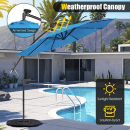 Costway 3 X 3M Cantilever Parasol Backyard Patio Offset Umbrella W/ 32 Solar-Powered Led Lights - thumbnail 5