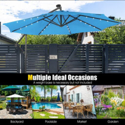 Costway 3 X 3M Cantilever Parasol Backyard Patio Offset Umbrella W/ 32 Solar-Powered Led Lights - thumbnail 9