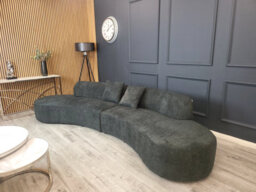 Stratus Interiors Miami Boucle Corner Sofa Curved Cinema Style - Blush Orange- 6 Seater