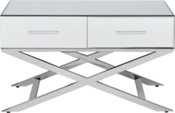 Pacific Lifestyle Mirrored Glass Coffee Table With 4 Drawers And Silver Metal Cross Legs 81Cm, Rocco - thumbnail 2
