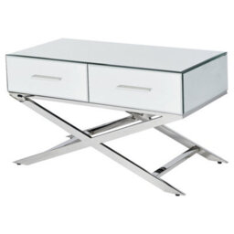 Pacific Lifestyle Mirrored Glass Coffee Table With 4 Drawers And Silver Metal Cross Legs 81Cm, Rocco - thumbnail 6