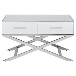 Pacific Lifestyle Mirrored Glass Coffee Table With 4 Drawers And Silver Metal Cross Legs 81Cm, Rocco - thumbnail 5