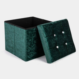 Home Republic Crushed Velvet  Storage Ottoman - One Seater Emerald - thumbnail 3