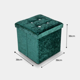 Home Republic Crushed Velvet  Storage Ottoman - One Seater Emerald - thumbnail 2