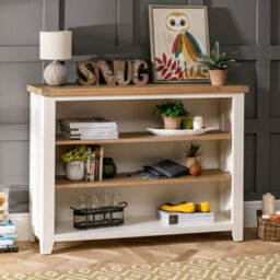 The Furniture Market Cheshire Cream Painted Wide Low Bookcase With 2 Adjustable Shelves - thumbnail 2