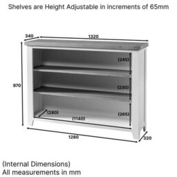 The Furniture Market Cheshire Cream Painted Wide Low Bookcase With 2 Adjustable Shelves - thumbnail 8