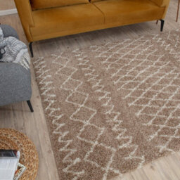 The Rugs Moroccan Shaggy Rugs And Runners Soft Fluffy Tribal Design High Pile Beige And Ivory Living Room Kitchen Hallway 920 - thumbnail 5