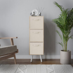 Urbn-Living Oak 3-Tier 3-Drawer Cube Shelving Unit With Scandinavian Legs - thumbnail 3