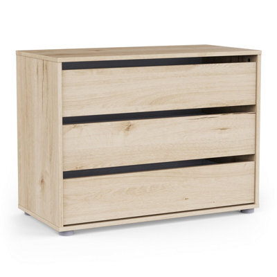 FurniComp LTD Furnicomp Dallas Universal 3 Drawers Royal Oak 80Cm Large Internal Chest Of Drawers For Wardrobes - image 1