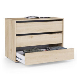 FurniComp LTD Furnicomp Dallas Universal 3 Drawers Royal Oak 80Cm Large Internal Chest Of Drawers For Wardrobes - thumbnail 4