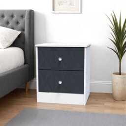 San Jose Ready Assembled Matt Indigo & White No Effect 2 Drawer Bedside Chest (H)521mm (W)450mm (D)395mm