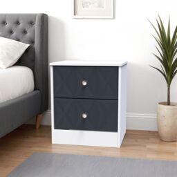 San Jose Ready assembled Matt indigo & white no effect 2 Drawer Bedside chest (H)521mm (W)450mm (D)395mm