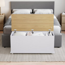 Lassic Vida Designs Arlington Storage Ottoman White Storage Bench Chest Bedroom Living Room  - thumbnail 4