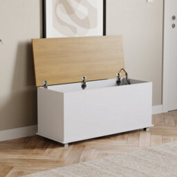 Lassic Vida Designs Arlington Storage Ottoman White Storage Bench Chest Bedroom Living Room  - thumbnail 8