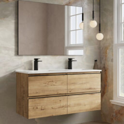 Banyetti Vatilla 1200mm Wall Hung Vanity Unit With Athena Basin - Ostippo Oak - thumbnail 3