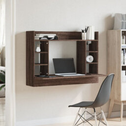 Berkfield Wall-Mounted Desk Brown Oak 105X48X75 Cm Engineered Wood - thumbnail 3