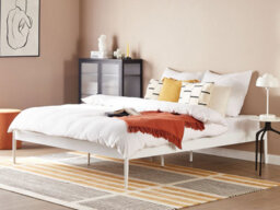 Beliani Bed Metal Vaurs 180 X 200 Cm (Eu Super King) White - thumbnail 2
