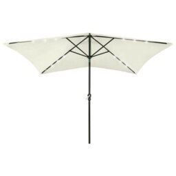 Walplus Garden Parasol With Leds And Steel Pole Sand 2X3 M