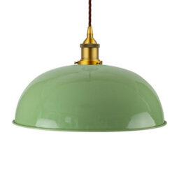 Mint Green Worcester Painted Dome Pendant Light With Antique Gold Lamp Holder And Brown Twisted Cable - Se Home - thumbnail 1