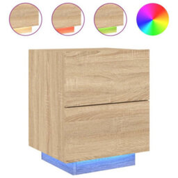 Berkfield Bedside Cabinets With Led Lights 2 Pcs Sonoma Oak Engineered Wood - thumbnail 5