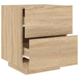 Berkfield Bedside Cabinets With Led Lights 2 Pcs Sonoma Oak Engineered Wood - thumbnail 7