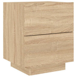 Berkfield Bedside Cabinets With Led Lights 2 Pcs Sonoma Oak Engineered Wood - thumbnail 6